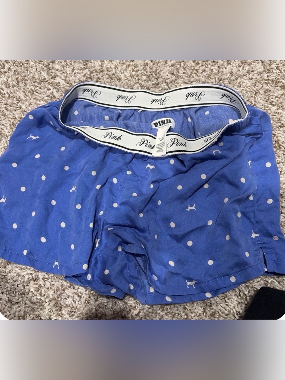 PINK Victoria's Secret Blue Polka Dot Athletic Lounge Shorts